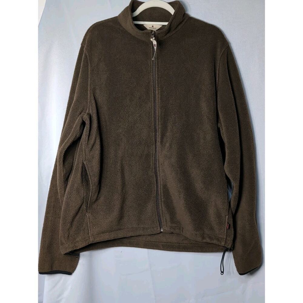 Vintage 90's Woolrich Men's Brown Fleece Jacket Size Large Zip(598)
